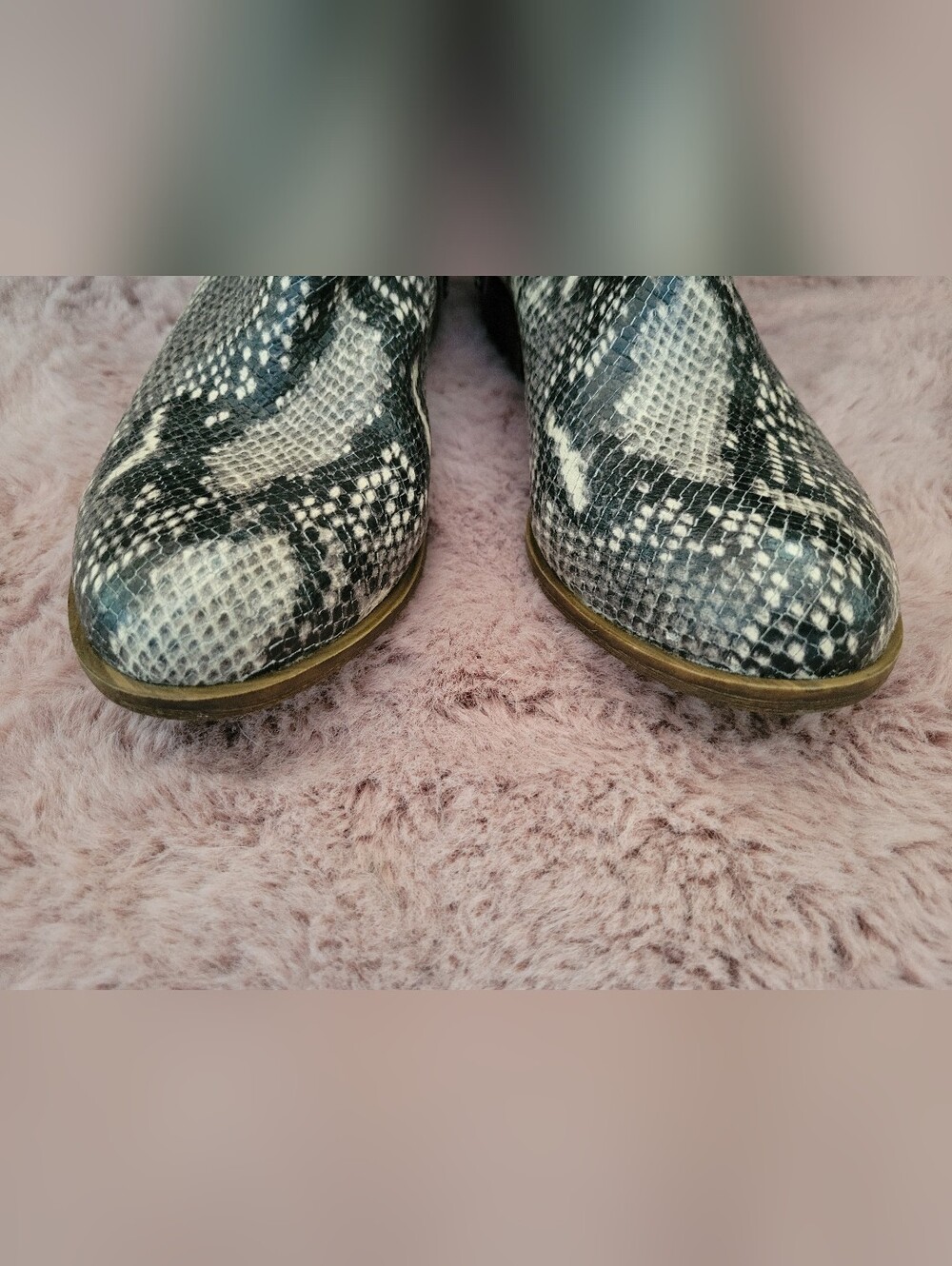 Lucky Brand Leather Snake-Print Double Zip Ankle Boots Booties Size 8 - "Breah" - Picture 5 of 8